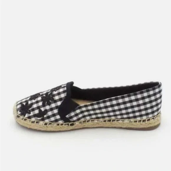 Isaac Mizrahi Live! Gingham Espadrilles Eyelet Embroidery Black Shoes AUTHENTIC - Picture 9 of 9